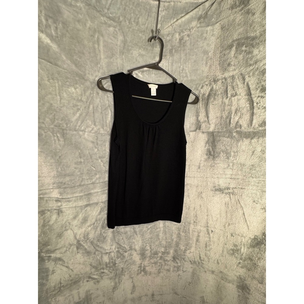 Chicos Black Sleeveless Knit Shell Scoop Neck Tank Top Size 1 Medium